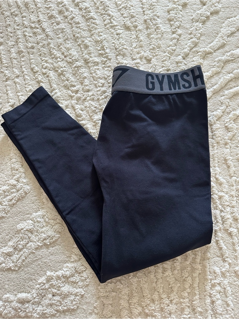 Gymshark Black Leggings with Gray Branded Waistband